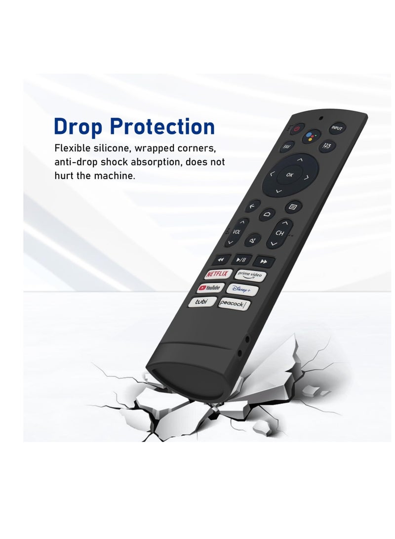 Excefore غطاء سيليكون لجهاز التحكم الصوتي Hisense ERF3A90، مناسب لجهاز التحكم عن بعد Hisense U7G U9G U8 Series 4K ULED، غطاء سيليكون مع حزام (كيب أسود) - Image 5