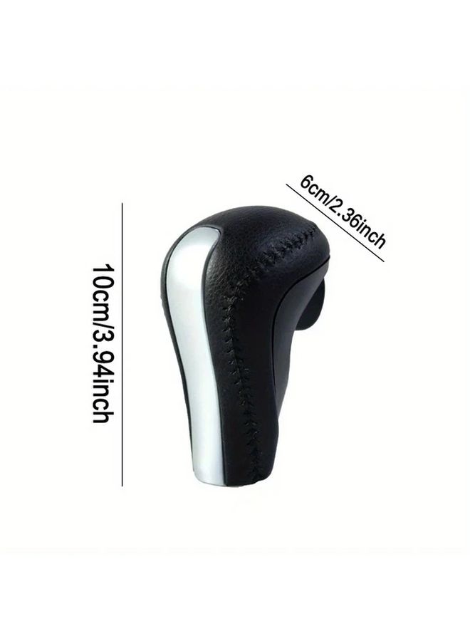 Carbon Black Gear Shift Knob Cover Faux Leather Ergonomic Design For Automatic Transmission - Image 2