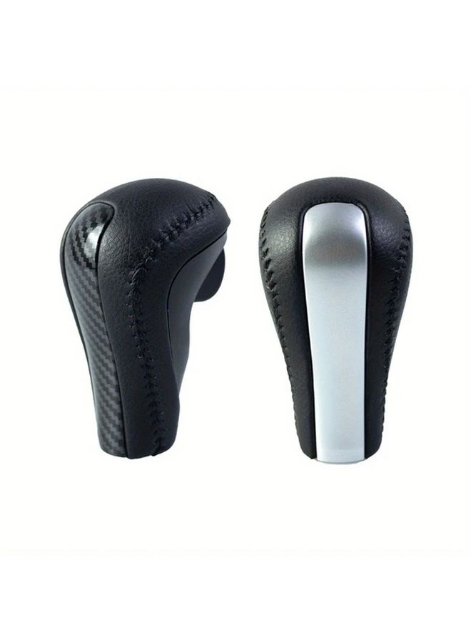 Carbon Black Gear Shift Knob Cover Faux Leather Ergonomic Design For Automatic Transmission - Image 1