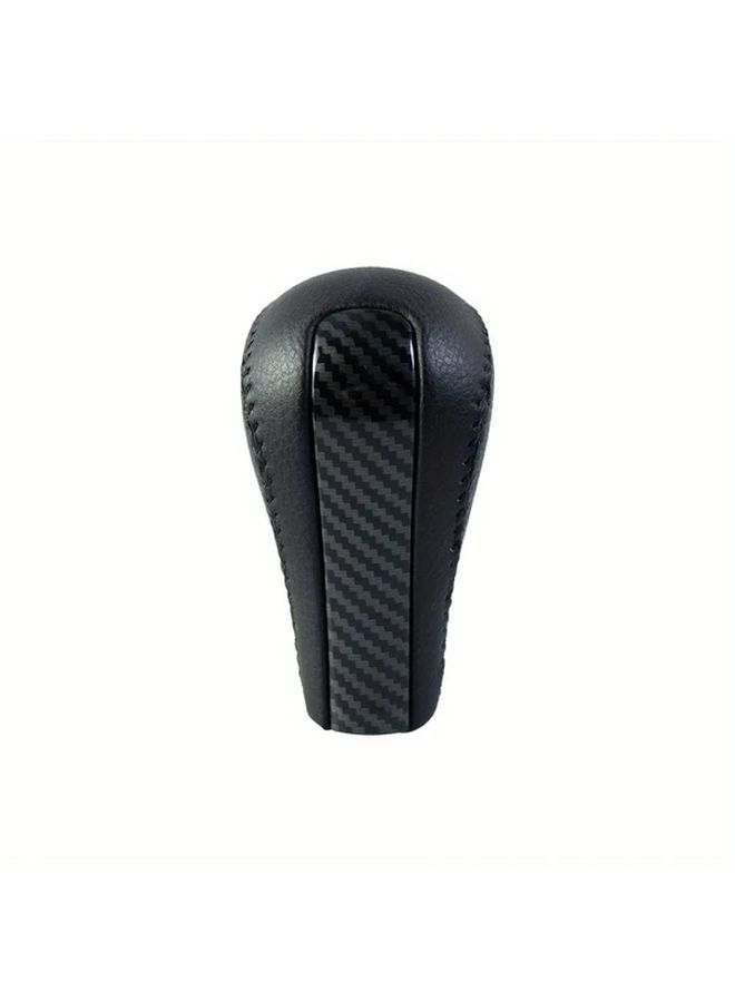 Carbon Black Gear Shift Knob Cover Faux Leather Ergonomic Design For Automatic Transmission - Image 5