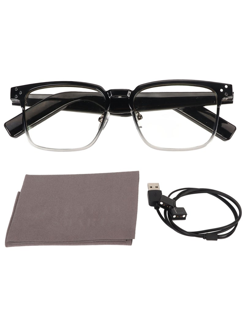 Smart Glasses Open Ear Style IPX4 Waterproof Listen Music and Calls Stereo Wireless Bluetooth 5.3 Audio Glasses Black Progressive Color Frame - Image 1