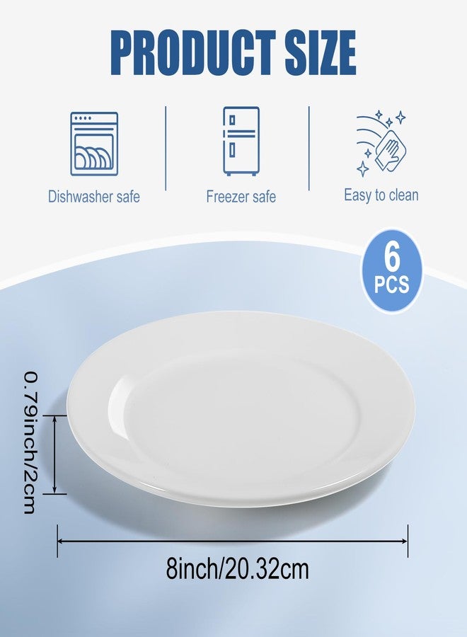 Tivcck Porcelain Dessert Plates,8 Inch White Salad Plates,Small Appetizer Plates,White Porcelain Dinner Plates,Ceramic Dessert Plates,Microwave & Dishwasher Safe-Set of 6 - Image 2