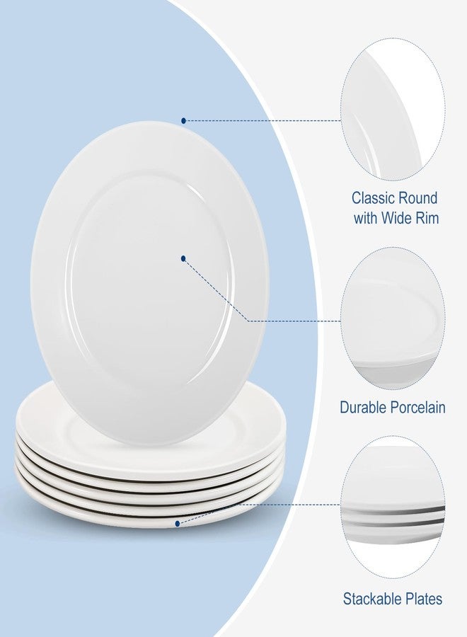 Tivcck Porcelain Dessert Plates,8 Inch White Salad Plates,Small Appetizer Plates,White Porcelain Dinner Plates,Ceramic Dessert Plates,Microwave & Dishwasher Safe-Set of 6 - Image 4