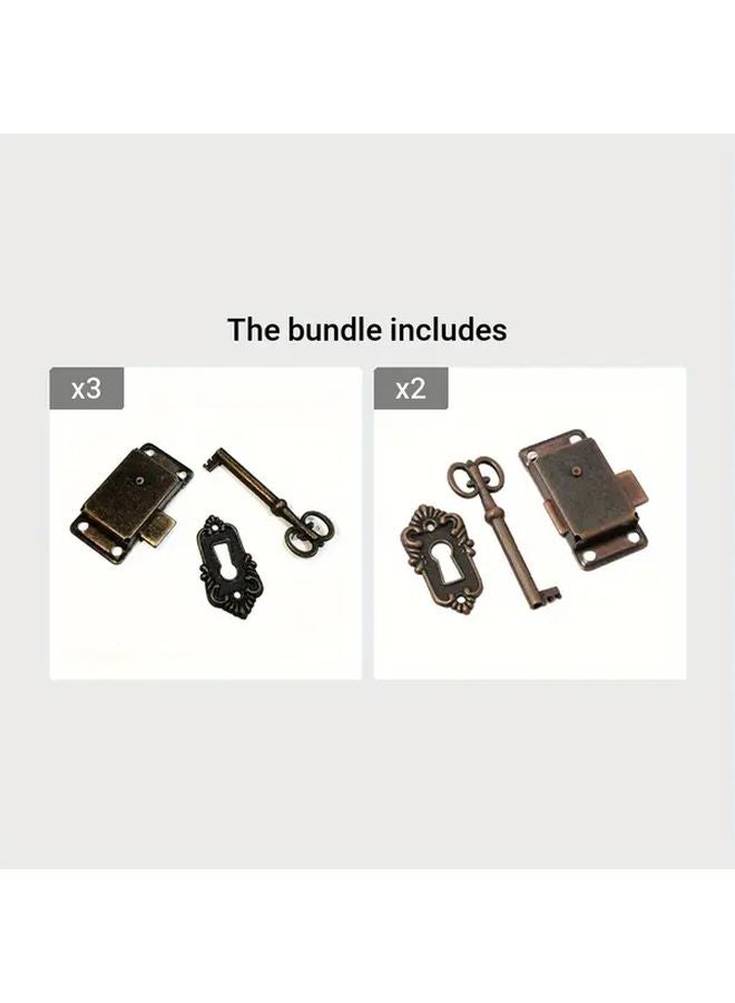 Antique Iron Door Lock Vintage Wood Box Cabinet Wardrobe Cupboard Accessories Green Bronze - Image 1