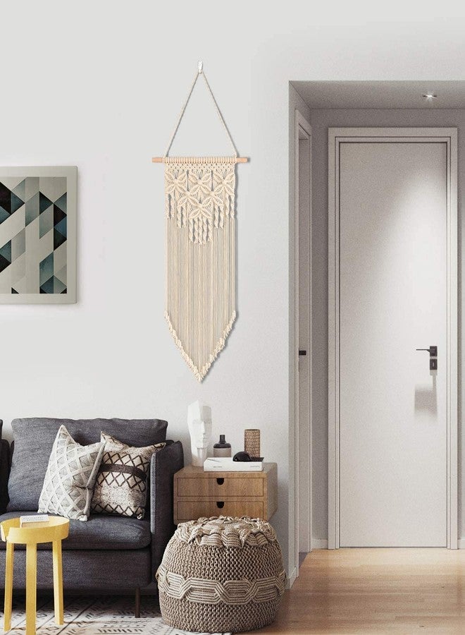 Cottoncube Macrame 100% Cotton Handmade Bohomeain Style Wall Hanging Large Size for Beautiful Interiors Nordic Woven Wall Decor Tapestry, for Apartment, House Living, Home Decoration, Abstract, Beige - Image 1