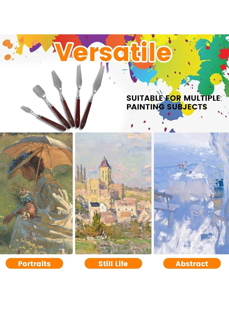 Oasisgalore - 10 PCS Stainless Steel Palette Knife Set, Flexible Spatula Painting Knives for Oil,  Texture Paste Application, Color Mixing. - Image 1