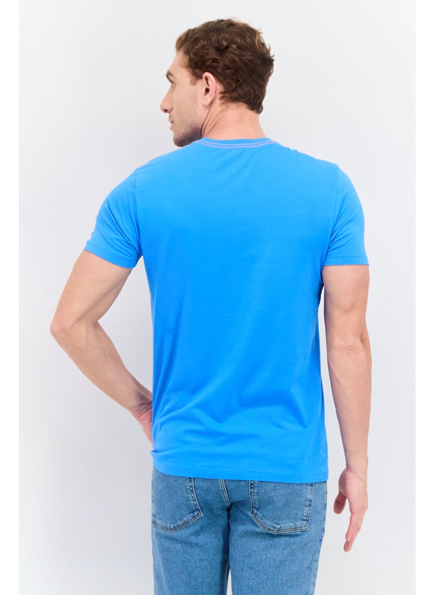 GAS Men Round Neck Short Sleeves Graphic Print T-Shirt, Blue Combo  - Image 3