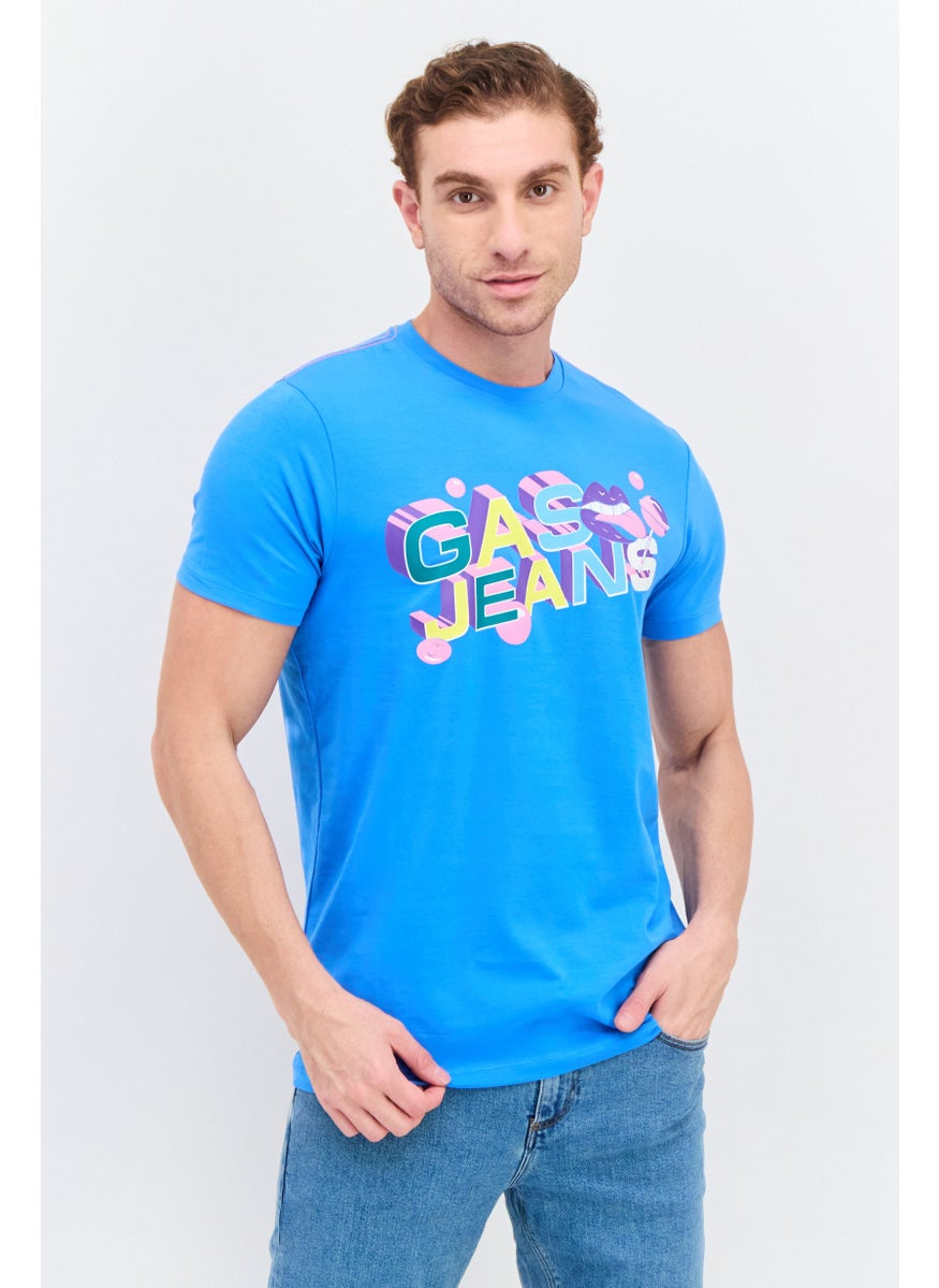 GAS Men Round Neck Short Sleeves Graphic Print T-Shirt, Blue Combo  - Image 1
