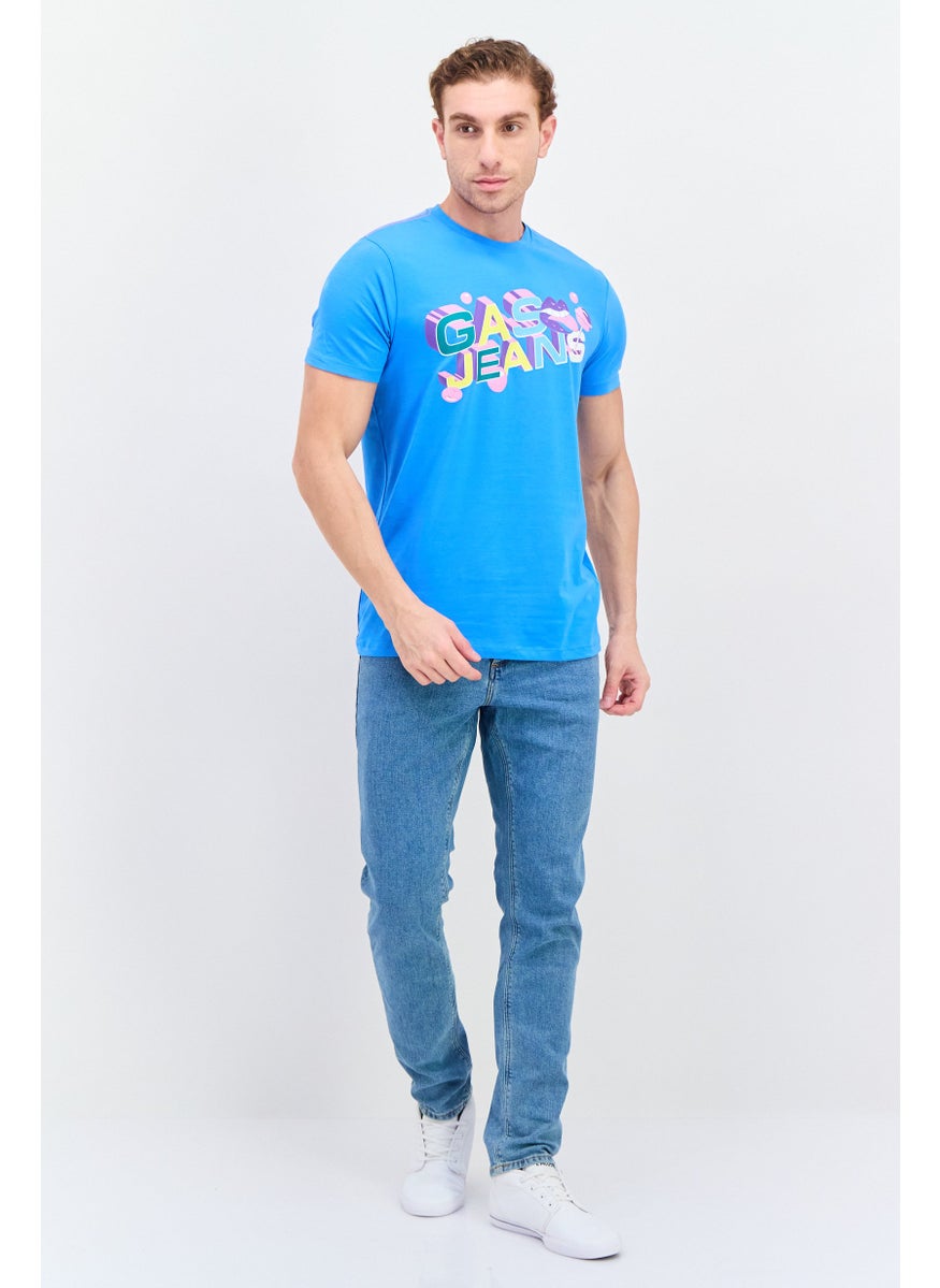 GAS Men Round Neck Short Sleeves Graphic Print T-Shirt, Blue Combo  - Image 4