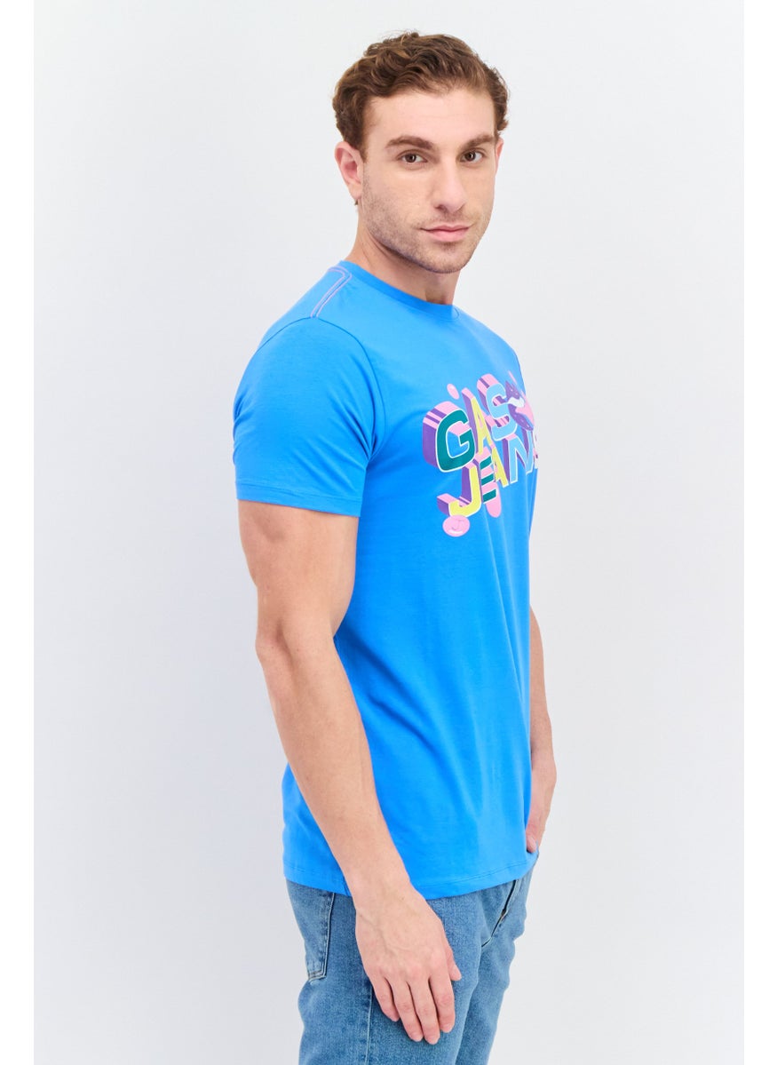 GAS Men Round Neck Short Sleeves Graphic Print T-Shirt, Blue Combo  - Image 2