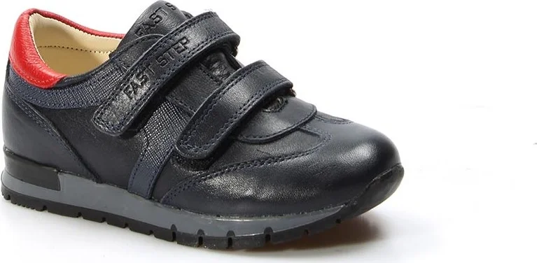 Fast Step Unisex Genuine Leather Laceless Orthopedic Casual Daily Children's School Shoes Navy Red 006pa900