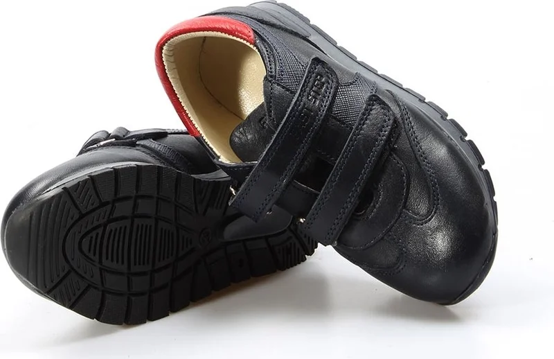 Fast Step Unisex Genuine Leather Laceless Orthopedic Casual Daily Children's School Shoes Navy Red 006pa900