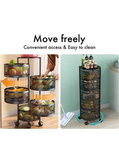 5-Layer Round Kitchen Storage Shelf With Wheels, Black - pzsku/Z144E94D784A3DFF52C0CZ/45/_/1725503654/6b9330ce-4136-47b2-8252-4b0f95583b76