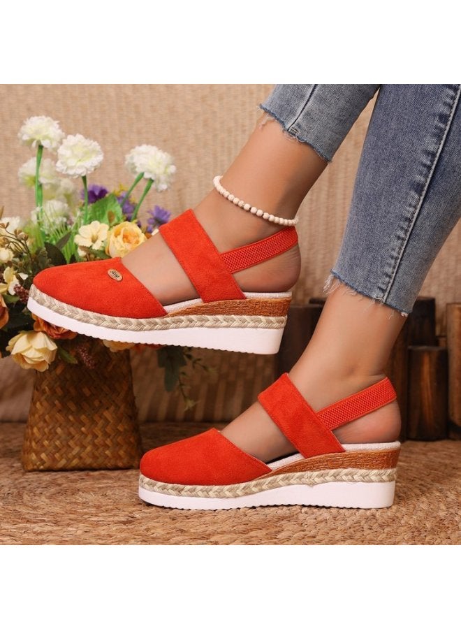 Women's Shoes Large Size Wedge Sandals Women's Summer New Wide Band Closed-toe Sandals Versatile Women's Shoes