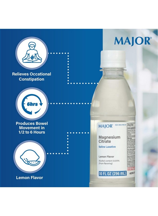 Major Magnesium Citrate Saline Laxative - Helps Relieve Occasional Constipation (Irregularity) - Lemon Flavor - 10 Fl. Oz. (1 Pack) - Image 4