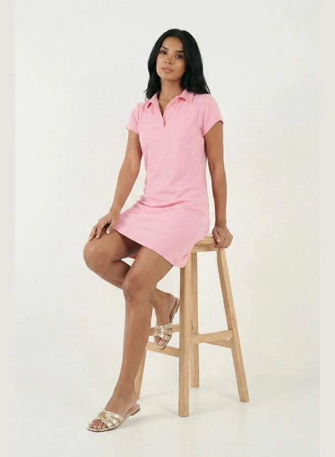 ليلا Lela Regular Fit Polo Collar Mini Dress Women's Dress 5866153