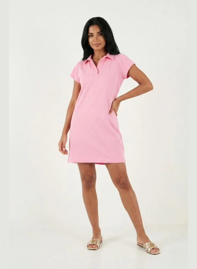 Lela  Lela Regular Fit Polo Collar Mini Dress Women's Dress 5866153 for Women | Best Price UAE