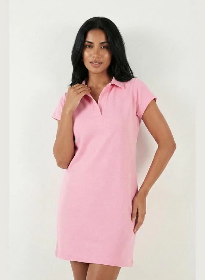 Lela  Lela Regular Fit Polo Collar Mini Dress Women's Dress 5866153 for Women | Best Price UAE
