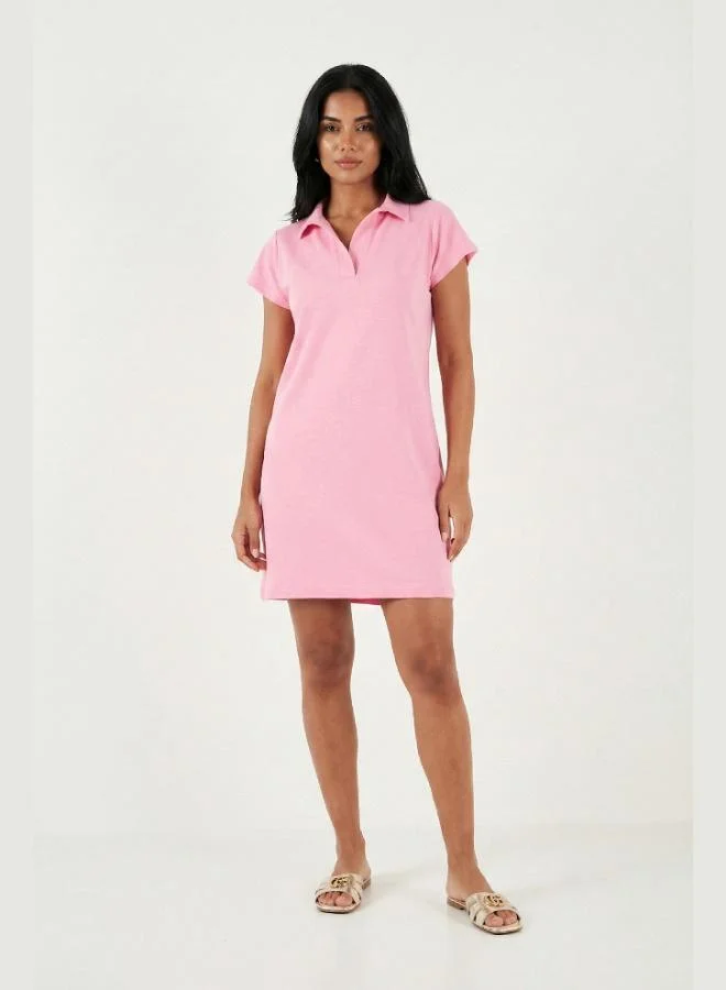Lela  Lela Regular Fit Polo Collar Mini Dress Women's Dress 5866153 for Women | Best Price UAE