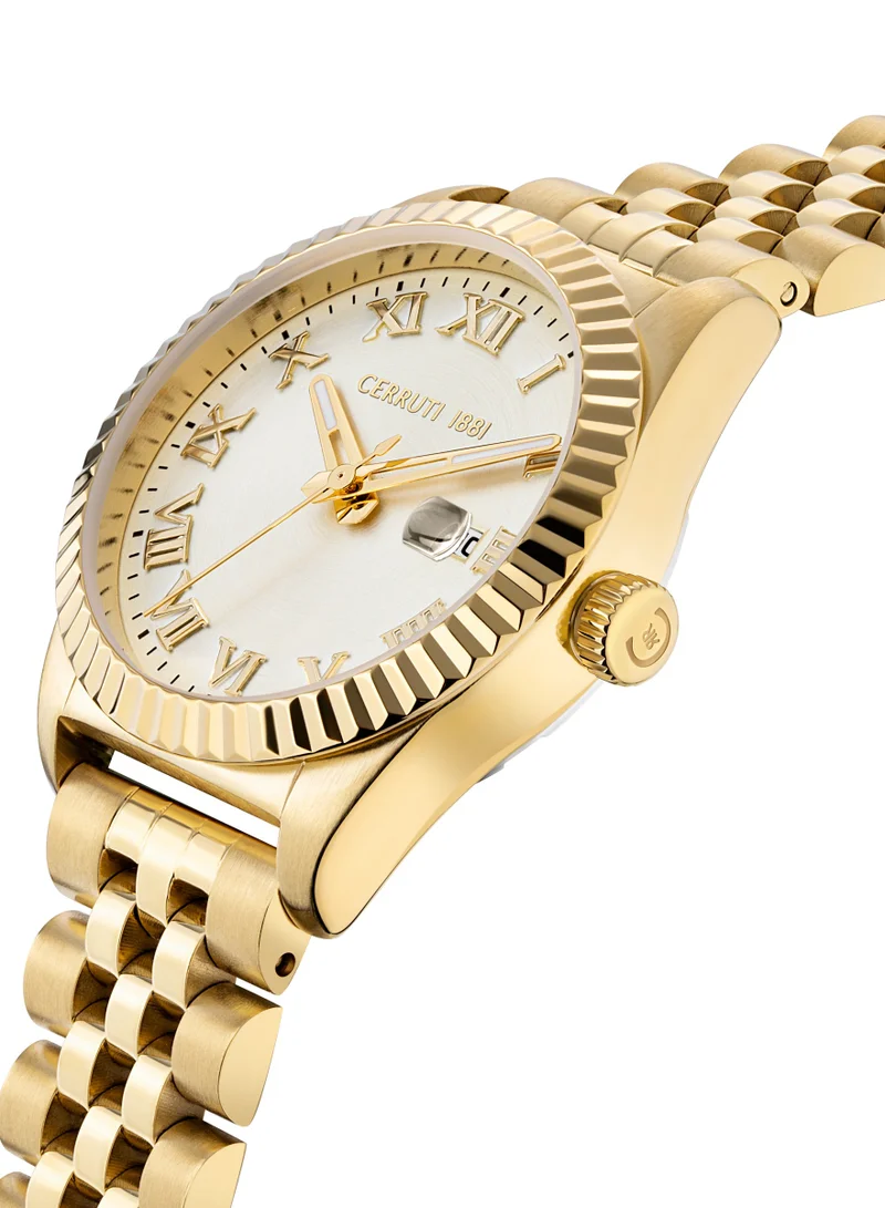 شيروتي 1881 Baccio Gold Dial Gold Plated Stainless Steel Bracelet Analog Watch for Women, 31mm