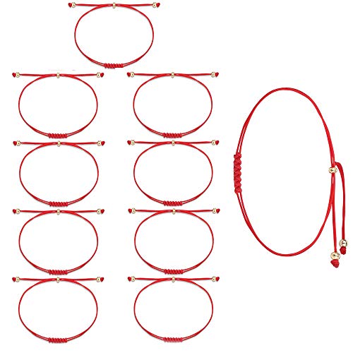 Shonyin Red Bracelet for Protection Good Luck 7 knots Kabbalah Thread Handmade String Bracelets for Women Men Family Friends 10 PCS - Image 1