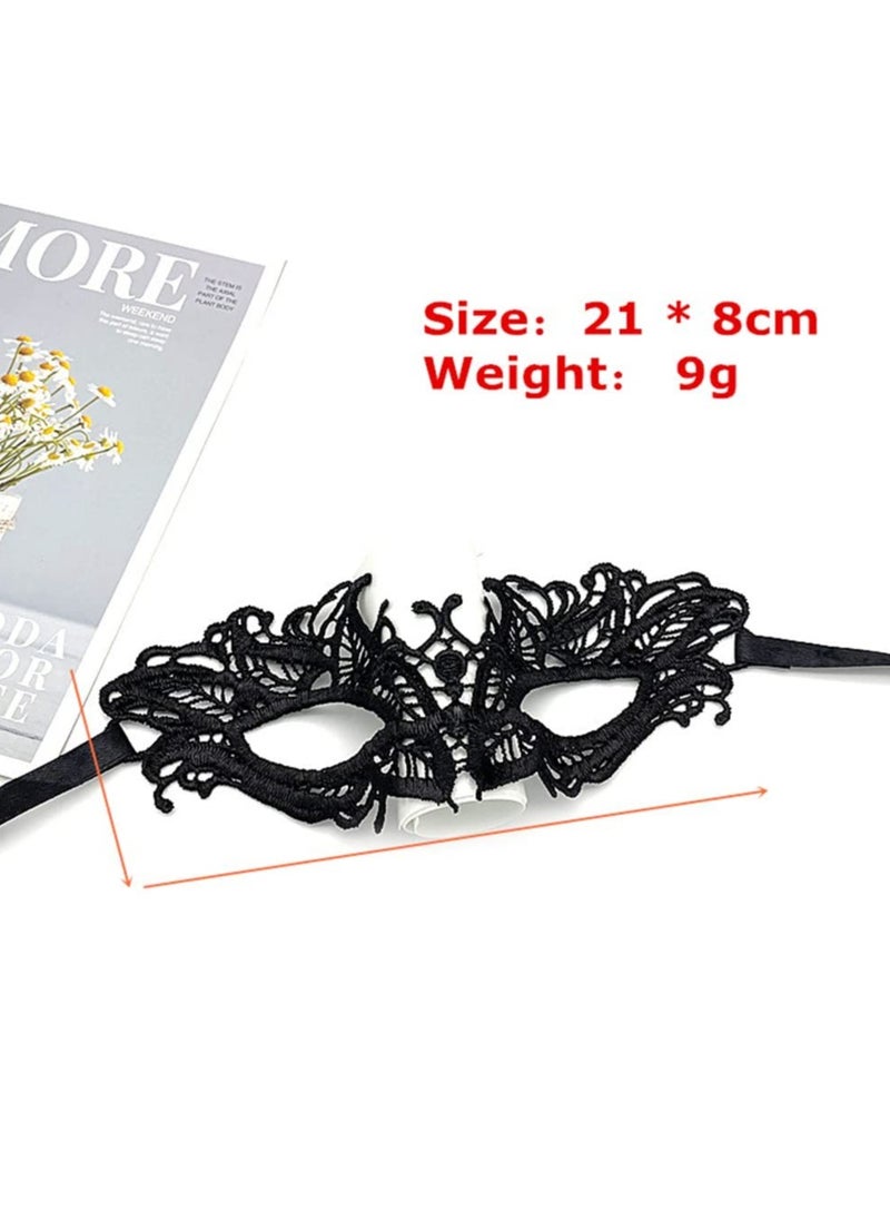 Bukela Women Lace Eye Mask, 4pcs Sexy Masquerade Masks Mysterious Lace Face Mask, Masquerade Venetian Eyemask for Halloween Carnival Party Costume Ball, Black  - Image 2