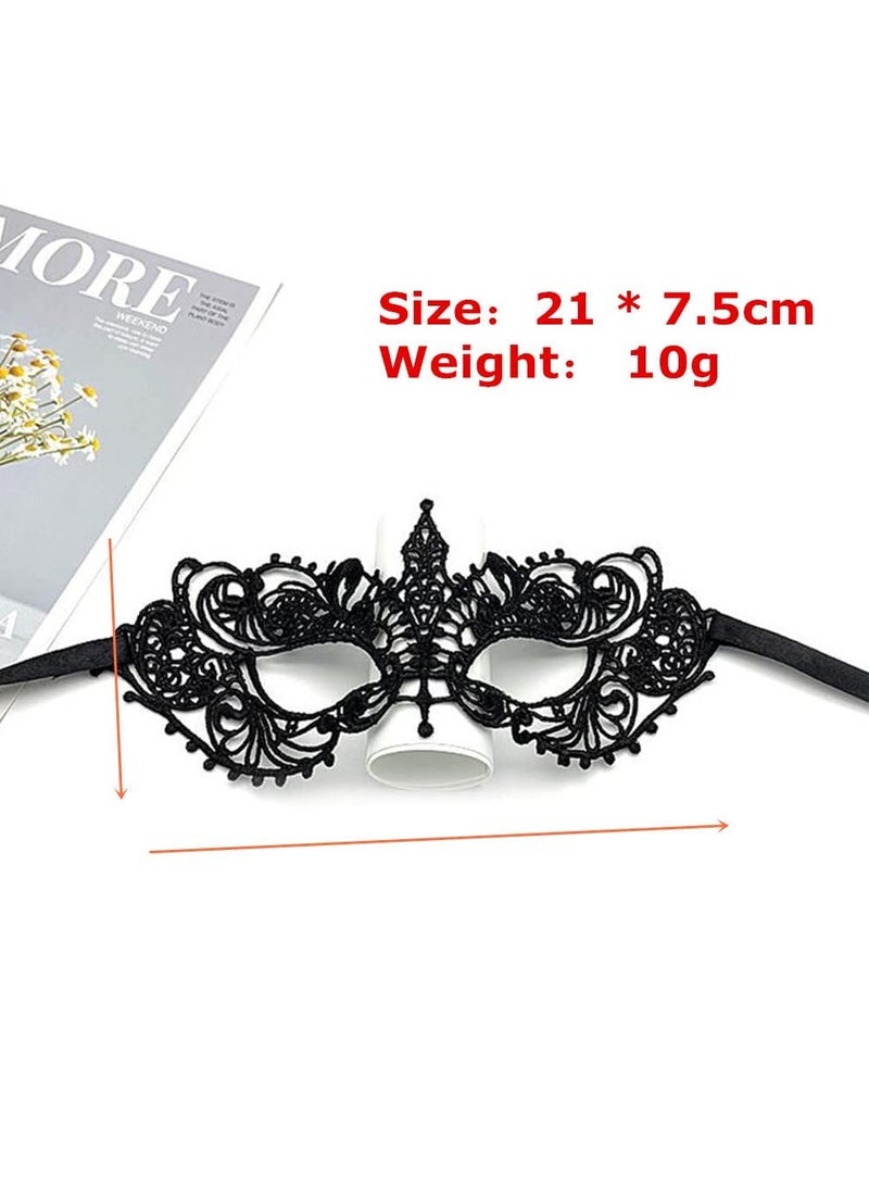 Bukela Women Lace Eye Mask, 4pcs Sexy Masquerade Masks Mysterious Lace Face Mask, Masquerade Venetian Eyemask for Halloween Carnival Party Costume Ball, Black  - Image 3