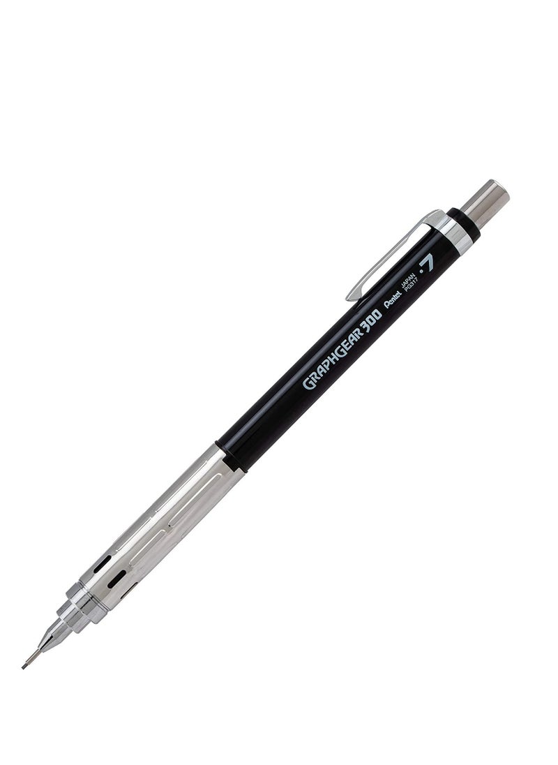Pentel 1-Piece Graph Gear 300 Mechanical Pencil 0.7mm Tip Black Barrel  - Image 2