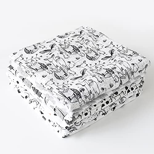 Wee Gallery, Organic Muslin Swaddle - Forest - Woodland Animals Design, Black and White for Baby Visual Development, Quality Cotton Swaddling or Receiving Blanket - Image 5