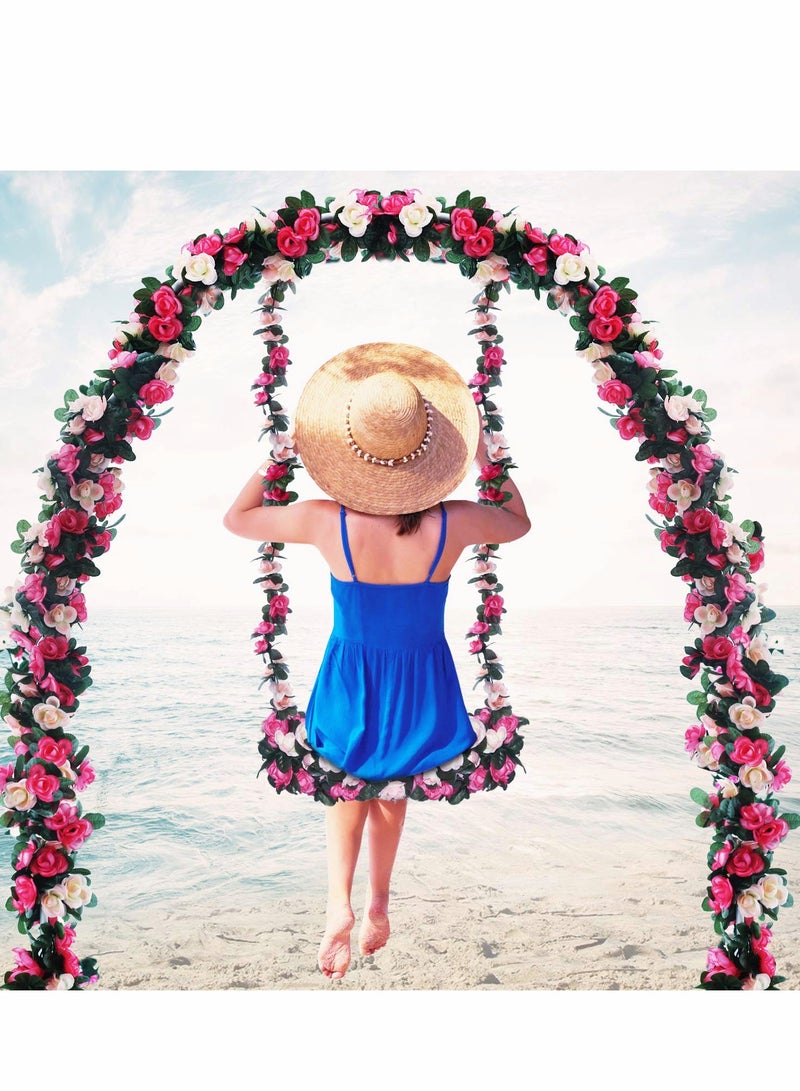 Excefore ٦ قطع ٤٩ قدم زهور روز فتين غارلاند نباتات بي إس تي سي تزيين الجدران لحفلات الزفاف والحدائق زهور حريرية، وردي - Image 3