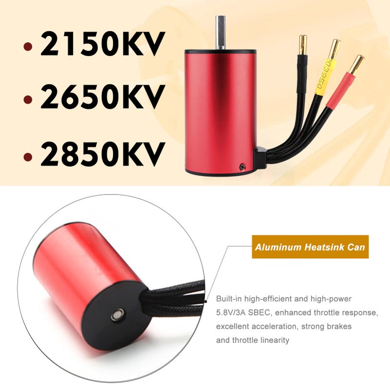 S3670 2150KV Brushless Motor Sensorless Waterproof Motor and 120A Brushless ESC XT60 Plug Programming Card Replacement for HSP HPI Traxxas 1/8 RC Car Truck - Image 2
