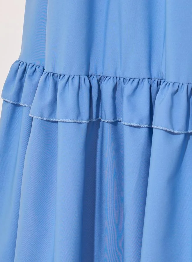 Take Two Solid Ruffled Hem A-Line Maxi Skirt