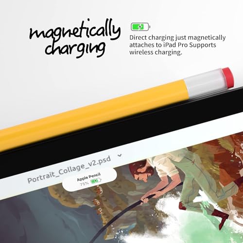 OJOS Silicone Case for Apple Pencil 2nd Generation Cover, Protective Holder Grip Sleeve with Cap Accessories Compatible for iPad Pro 11 12.9 inch - Yellow - Image 5