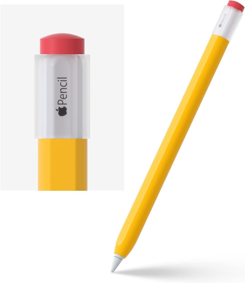 OJOS Silicone Case for Apple Pencil 2nd Generation Cover, Protective Holder Grip Sleeve with Cap Accessories Compatible for iPad Pro 11 12.9 inch - Yellow - Image 1