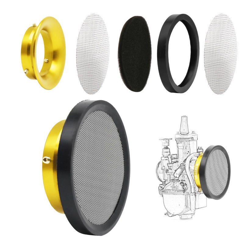 Carburetor Carb Velocity Stack Air Filter Cleaner Modified Trumpet Aluminum Alloy with Sponge Filter Steel Mesh for PWK2130mm Short Fast Intake Suggest for Small Displacement Gold50mm