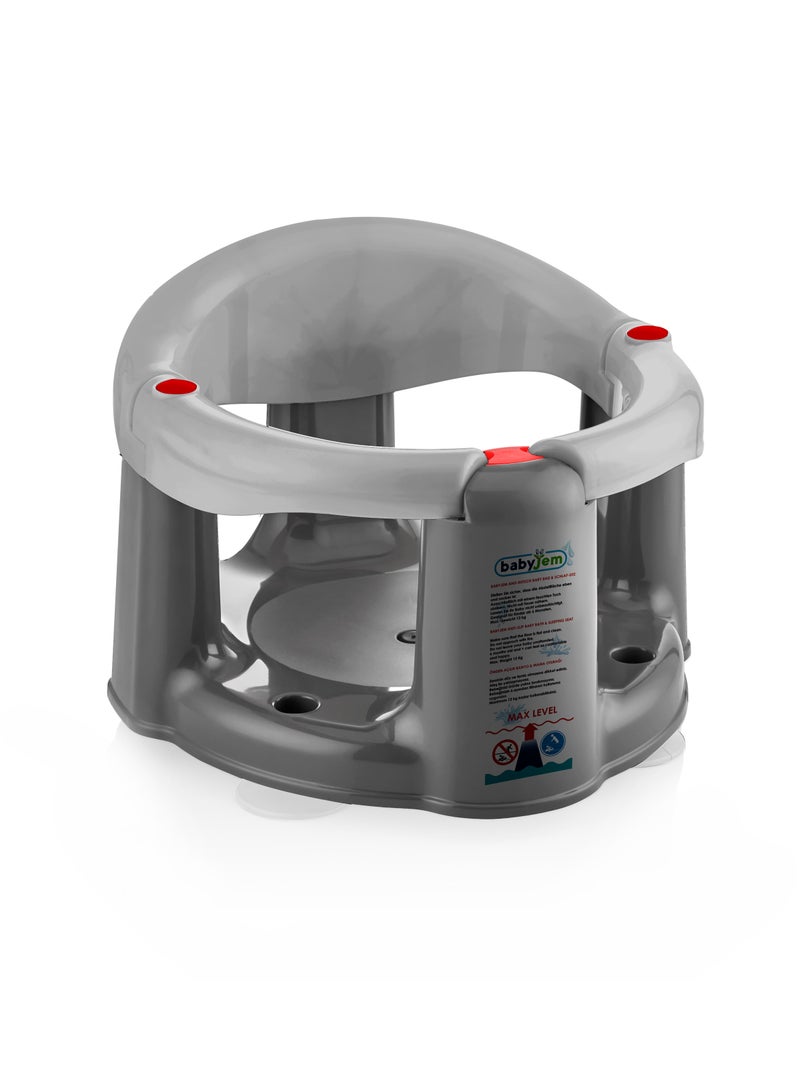 BabyJem Anti-Slip Baby Bath And Feeding Seat, 6+ Months - Grey - Image 1