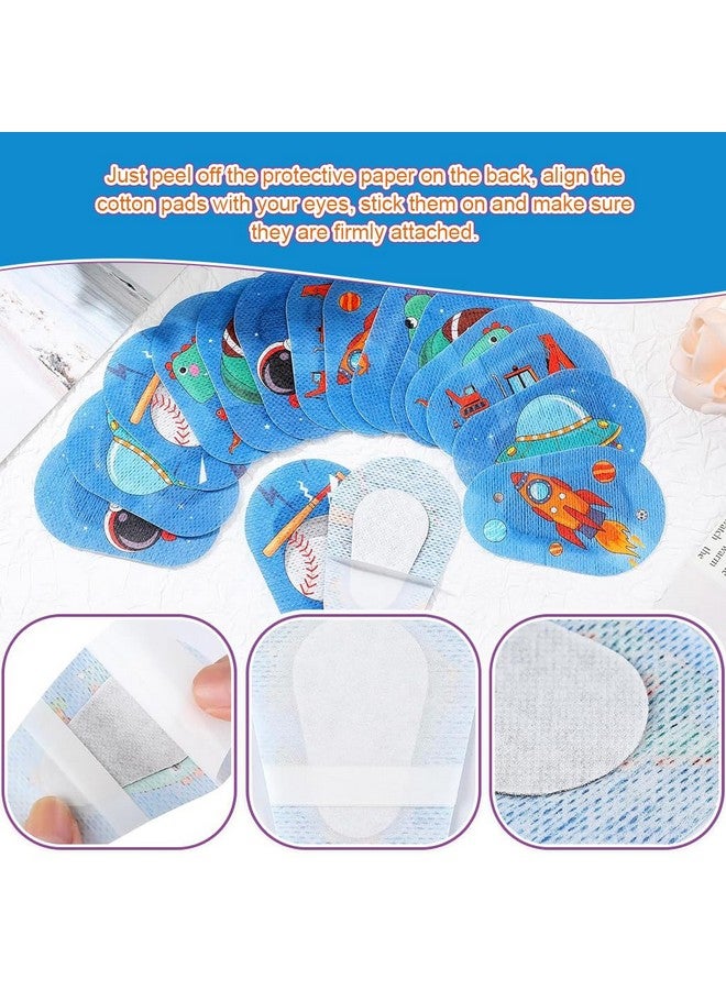 HANNEAÂ® 40 قطعة لاصقات عيون بطبعة كرتونية للأطفال الأولاد، لاصقة قطنية قابلة للتنفس لعلاج العين الكسولة وتصحيح الرؤية، قماش غير منسوج ناعم، 3x2 بوصة، بعد جراحة التعافي، حجم عادي - Image 3