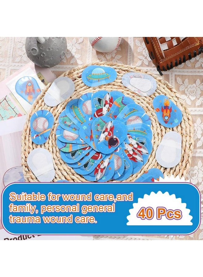 HANNEAÂ® 40 قطعة لاصقات عيون بطبعة كرتونية للأطفال الأولاد، لاصقة قطنية قابلة للتنفس لعلاج العين الكسولة وتصحيح الرؤية، قماش غير منسوج ناعم، 3x2 بوصة، بعد جراحة التعافي، حجم عادي - Image 4