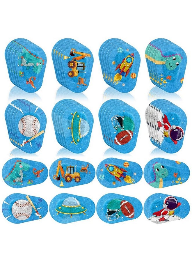 HANNEAÂ® 40 قطعة لاصقات عيون بطبعة كرتونية للأطفال الأولاد، لاصقة قطنية قابلة للتنفس لعلاج العين الكسولة وتصحيح الرؤية، قماش غير منسوج ناعم، 3x2 بوصة، بعد جراحة التعافي، حجم عادي - Image 1