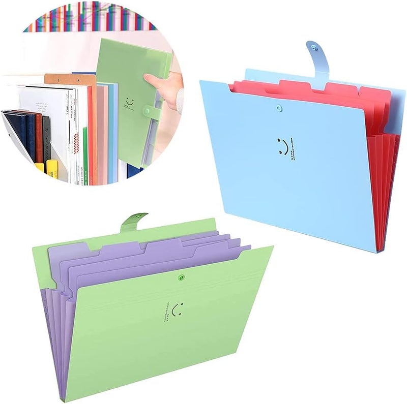 Corslet Pack of 2 Multipurpose Expanding File Folder File Holder for Documents with 5 Pockets Organizer Plastic A4 Size Organizer for Personal Use Certificates Documents Portfolio and Executive File - Image 2