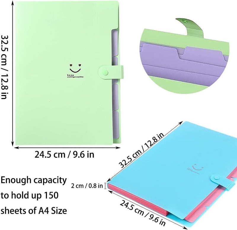 Corslet Pack of 2 Multipurpose Expanding File Folder File Holder for Documents with 5 Pockets Organizer Plastic A4 Size Organizer for Personal Use Certificates Documents Portfolio and Executive File - Image 3