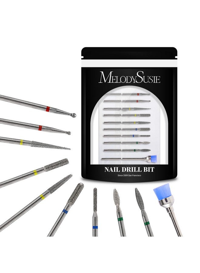 ميلودي سوزي مجموعة رؤوس مثقاب الأظافر من ميلودي سوزي، 10 قطع، 3/32 بوصة، رؤوس ماسية لبشرة الأظافر، أدوات إزالة طلاء الأظافر، أدوات مانيكير وباديكير، أدوات العناية بالأظافر، أدوات العناية بالأظافر في المنزل، لون فضي - Image 1