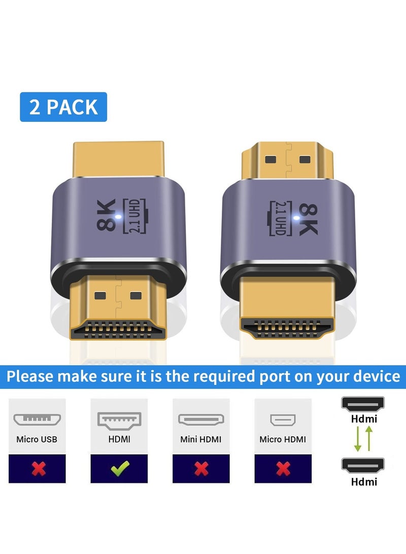 8K HDMI Male to Male Adapter 48Gbps HDMI 2.1 Extender for UHD 4K 120Hz Compatible with HDTV Laptop PC Video (2Pcs) - Image 3
