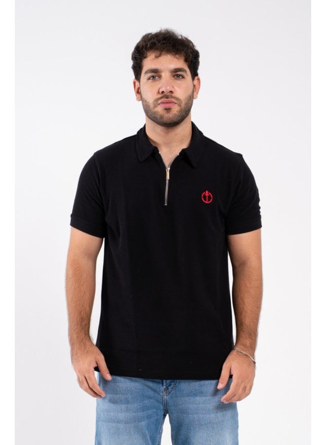 Men T-shirt Polo quarter ZIPPER - Image 1
