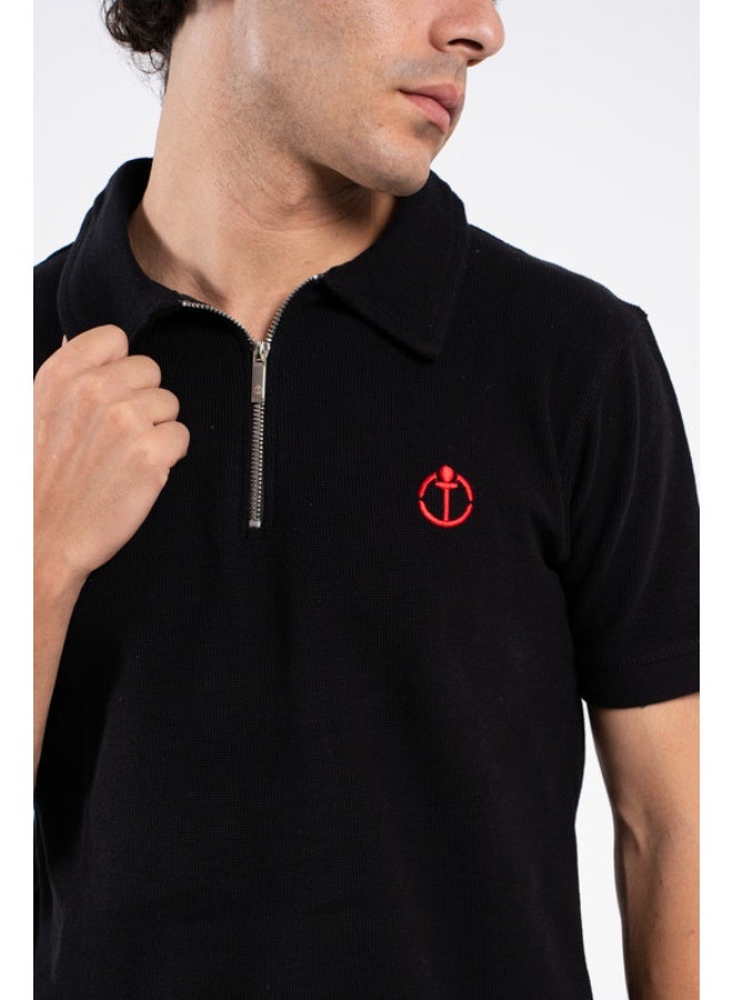 Men T-shirt Polo quarter ZIPPER - Image 2