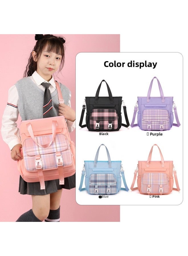 Large Capacity Toe Bag Primary School Student Shoulder Bag Tote Bag Macaron Backpack Tote Bag Crossbody Art Girl-Color:Black  - Image 4