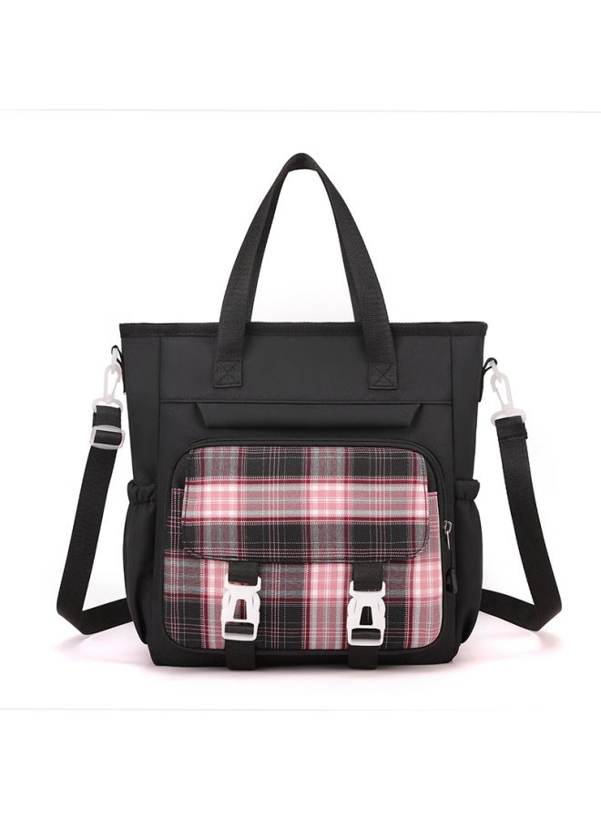 Large Capacity Toe Bag Primary School Student Shoulder Bag Tote Bag Macaron Backpack Tote Bag Crossbody Art Girl-Color:Black  - Image 1