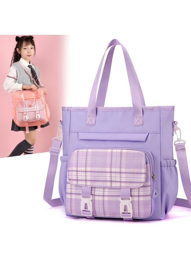 Large Capacity Toe Bag Primary School Student Shoulder Bag Tote Bag Macaron Backpack Tote Bag Crossbody Art Girl-Color:Black  - Image 2