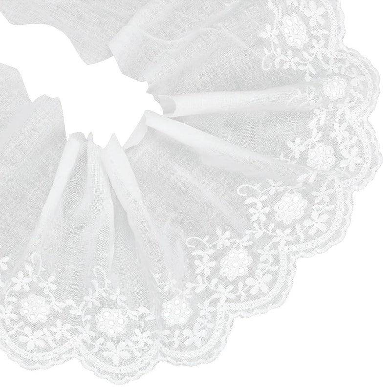 MAYJOYDIY 5 Yards White Embroidery Eyelet Cotton Flower Lace Fabric Vintage Floral Eyelet Lace Trim Ribbon 566inch Width for Sewing Crafts Dresses Skirt Clothes Bag Tablecloth Curtain Pillow Decor