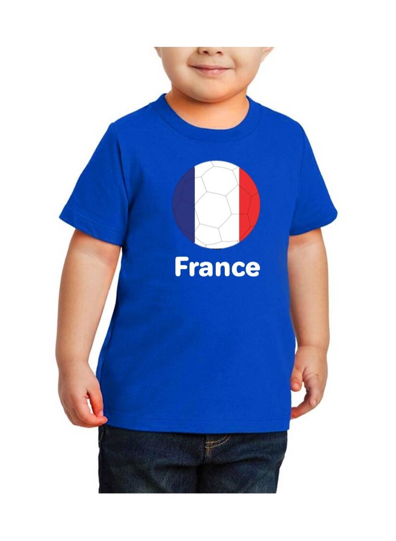 PRINTSHOP4ME France Unisex Kids T-Shirt - Short Sleeve Round Neck Cotton Tshirt for Boys and Girls - Soft and Comfortable - Gift for Young Football Fans - Image 1